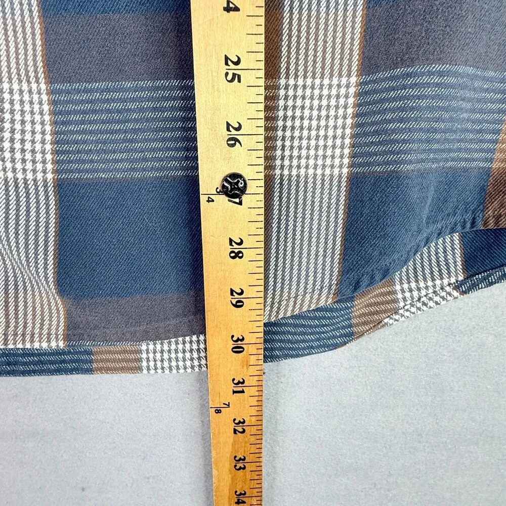Vintage Fieldmaster Shirt Mens XLT Blue Brown Plaid Cotton Flannel Outdoor - Picture 5 of 11